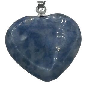 Blue Sodalite heart shaped semi polished pedant necklace.